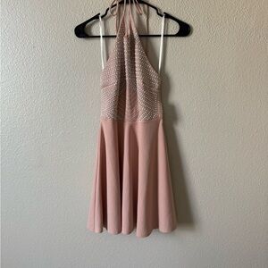 Elegant Pink Halter Dress